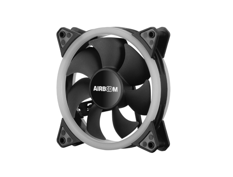 COOLER PARA CASE AIRBOOM AUREOLA, 120X120X25M, CON ILUMINACION LED AZUL, 4 PINES ATA (AB 122)