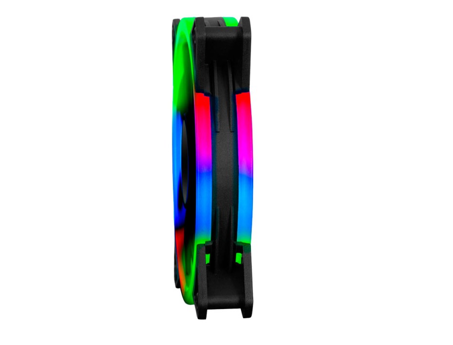 COOLER PARA CASE AIRBOOM AUREOLA, 120X120X25M, CON ILUMINACION LED RGB, 4 PINES ATA (AB 124)