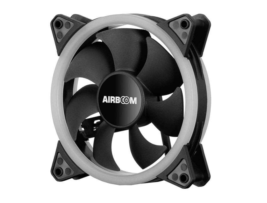 COOLER PARA CASE AIRBOOM AUREOLA, 120X120X25M, CON ILUMINACION LED RGB, 4 PINES ATA (AB 124)