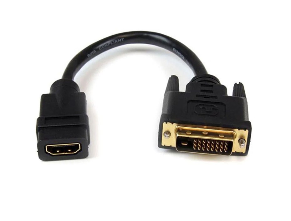 Adaptador Generico, 1 Puerto Hdmi Hembra A 1 Puerto Dvi 24+1 Macho, Color Negro (hdmi Hembra  A Dvi)