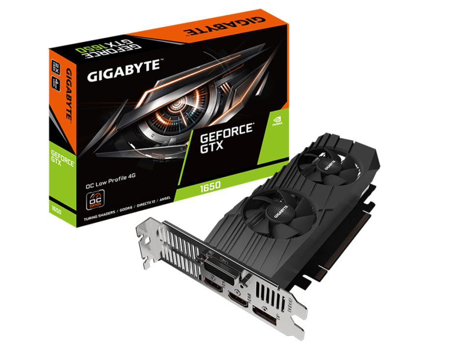 TARJETA DE VIDEO GIGABYTE GTX1650 4GB GDDR5 NVIDIA OC LOW PROFILE 128BITS (GV-N16560C-4GL )
