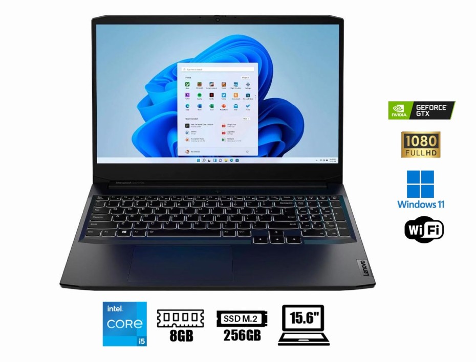 LAPTOP LENOVO CORE I5 11300H GAMER 15IHU6 G3, PANTALLA 15.6 PULGADAS FHD 128HZ, RAM 8GB, SSD 256GB, VIDEO 1650 4GB, WINDOWS 11 INGLES (82K1015CUS)