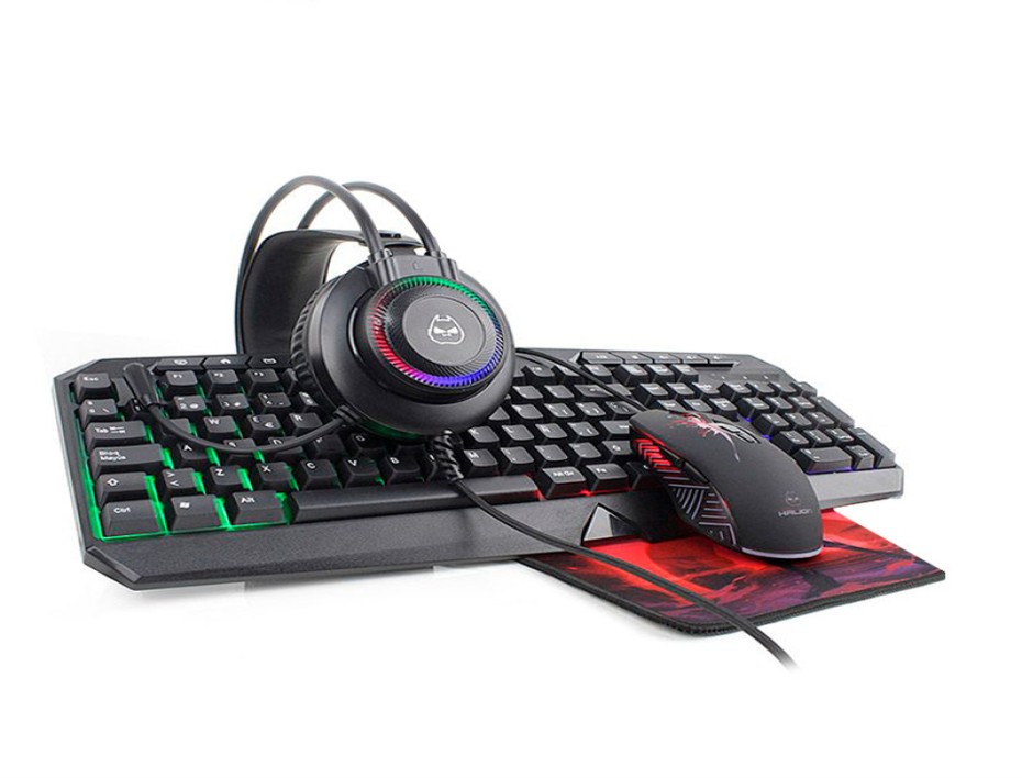 COMBO 4 EN UNO HALION GAMER HA-875C MACK , TECLADO ILUMINACION LED, MOUSE ILUMINACION LED, AURICULAR NEGRO LED, PAD MOUSE, INTERFAZ USB (MACK HA-875C)
