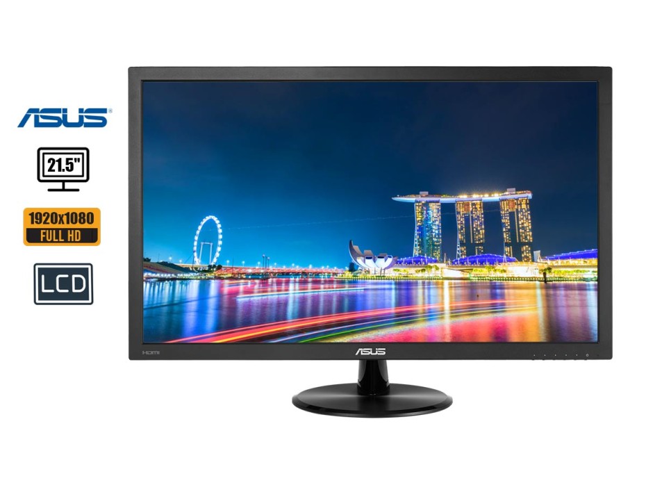 MONITOR ASUS 21.5 PULGADAS VP228HE, LCD PLANO, RESOLUCION 1920X1080, PUERTO 1 VGA 1 HDM, FRECUENCIA 60HZ, 1MS (VP228HE)