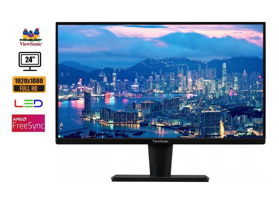 MONITOR VIEWSONIC 24 PULGADAS VA2415-H, LED HD, RESOLUCION 1920 X 1080P, PUERTO 1 VGA 1 HDMI, FRECUENCIA 75HZ, 5MS (VA2415-H)