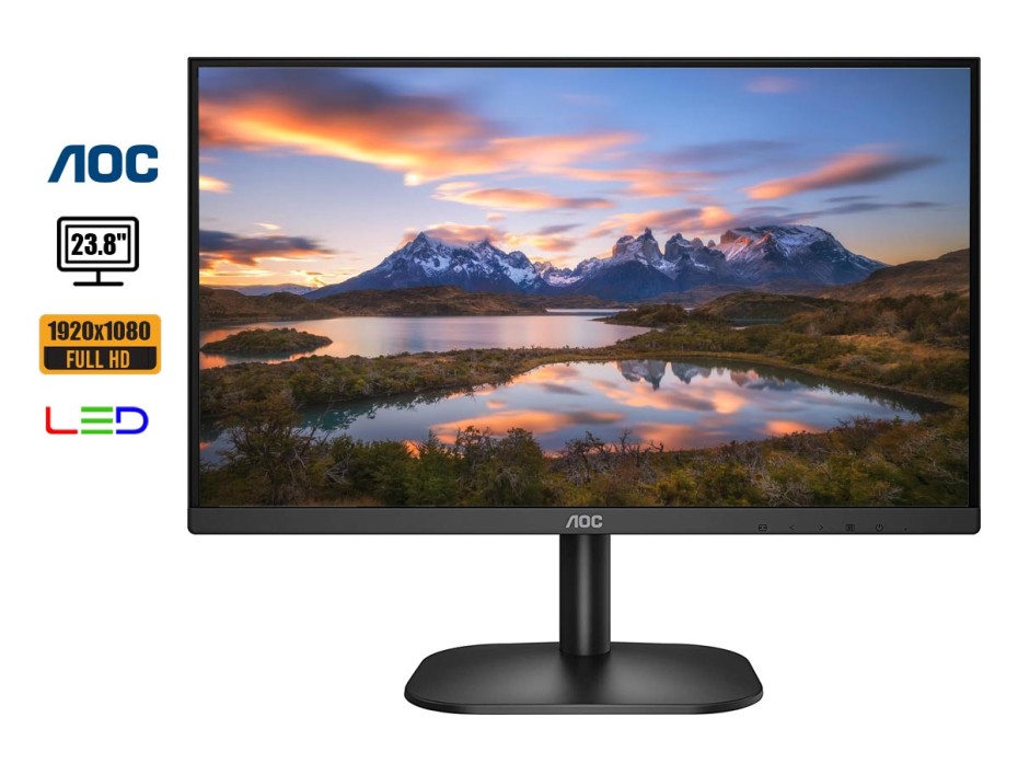 MONITOR AOC 23.8 PULGADAS 24B2XHM, LED HD, RESOLUCION 1920 × 1080 FULL HD, PUERTO 1 VGA 1 HDMI, FRECUENCIA 75HZ, 6MS (24B2XHM)