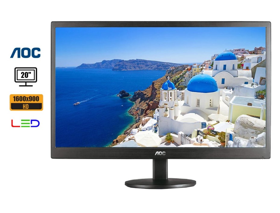MONITOR AOC 20 PULGADAS, LED PLANO, PUERTO 1 VGA 1 HDMI, 5MS, 60HZ, RESOUCION 1600X900 16:9 (E2070SWHN)