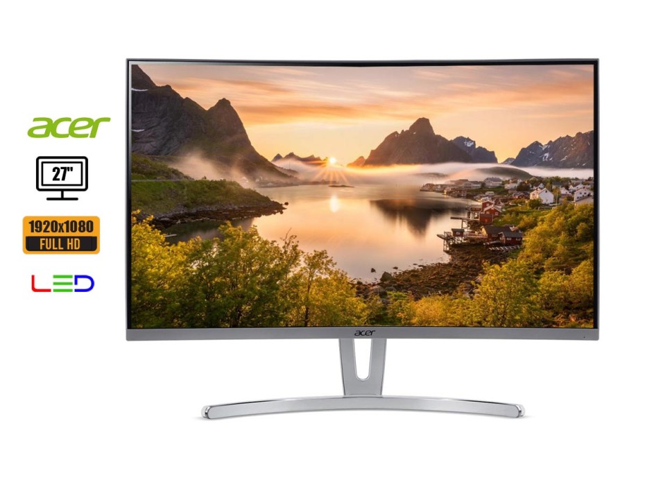 MONITOR ACER 27 PULGADAS ED273, CURVO LED HD, RESOLUCION 1920 X 1080, PUERTO 2 HDMI 1 DISPLAYPORT, FRECUENCIA 75HZ, 4MS (ED273 WMIDX)