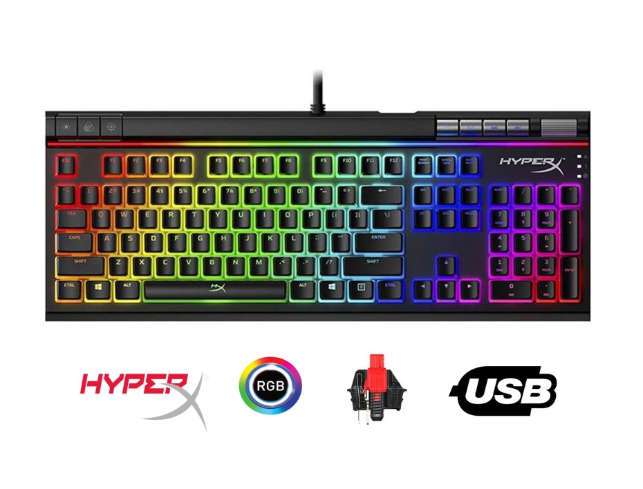 TECLADO HYPERX GAMER MECANICO ALLOY ELITE 2, CON ILUMINACION RGB LED, SWITCH ROJO (4P5N3AI#AC8)