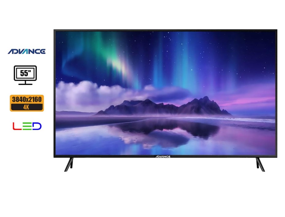 MONITOR TV ADVANCE 55 PULGADAS, LED SMART, RESOLUCION 3840 X 2160, PUERTO 3 HDMI 2 USB, FRECUENCIA 60HZ, 4K UHD, 8MS (WADV55K50)