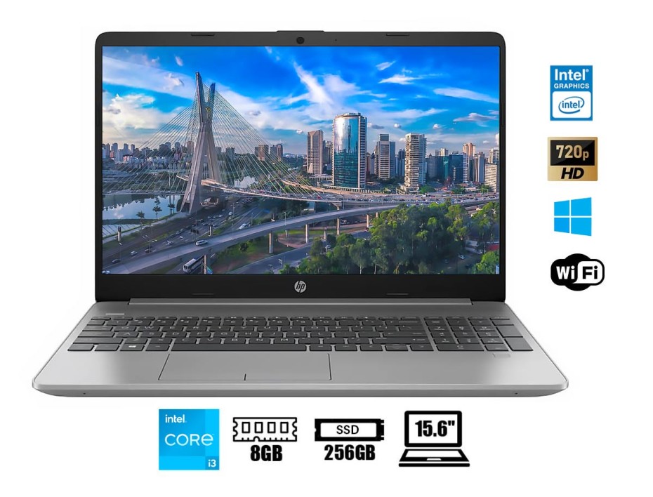 LAPTOP HP CORE I3 1115G4 250 G8, PANTALLA 15.6 PULGADAS HD, RAM 8GB, DISCO SOLIDO SSD 256GB, WINDOWS FREE (64X72LT)
