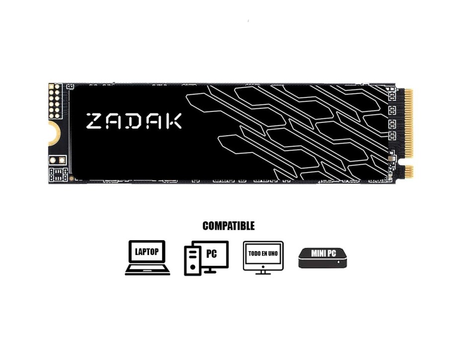 DISCO SOLIDO SSD M.2 PCIE ZADAK 256GB TWSG3, GEN3, 80MM, NVME, UNIDAD INTERNA DE ESTADO SOLIDO, PARA PC, LAPTOP, LECTURA DE 3,500 MB/S (ZS256GTWSG3-1)