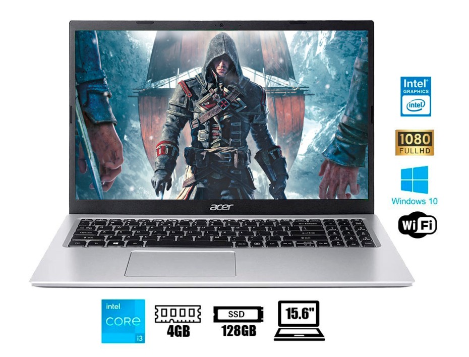 LAPTOP ACER CORE I3 ASPIRE A515-56-36UT, PANTALLA 15.6 PULGADAS FHD, RAM 4GB, DISCO SOLIDO SSD 128GB, WINDOWS 10 INGLES (NX.AASAA.001)