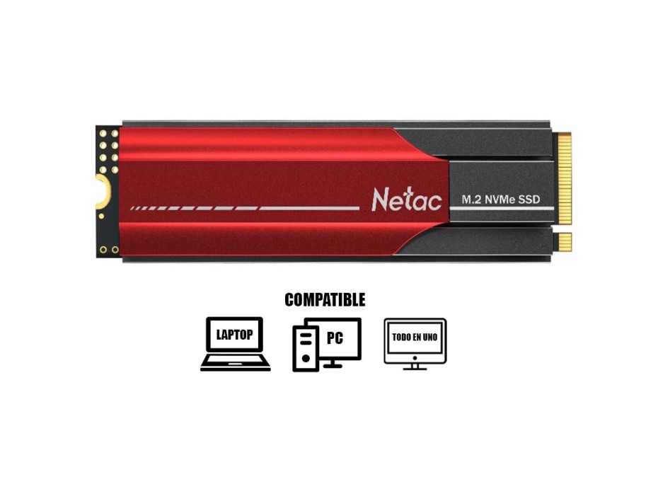 DISCO SOLIDO SSD M.2 PCIE NETAC 500GB N950E, 2280, DISIPADOR, NVME, UNIDAD DE ESTADO SOLIDO, PARA PC, LAPTOP, LECTURA 3500MB/S (NT01N950E-500G-E4X)