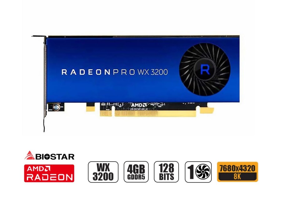 Tarjeta De Video Biostar Wx 3200 Pro 4gb Gddr5 (100-506115) Radeon 128 Bits, 1 Ventilador