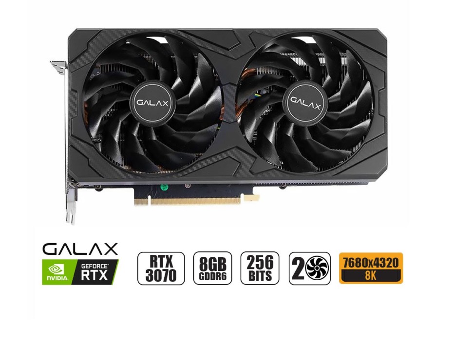 TARJETA DE VIDEO GALAX RTX 3070 8GB GDDR6 GEFORCE NVIDIA 256 BITS, GRAFICO PARA VIDEOJUEGOS, 2 VENTILADORES (37NSL6MD2KOC)