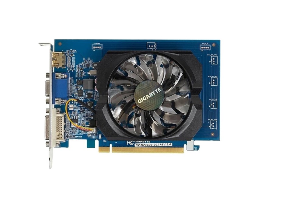 TARJETA DE VIDEO GIGABYTE GT 730 2GB DDR3 GEFORCE NVIDIA 64 BITS, 1 VENTILADOR (GV-N730D3-2GI)