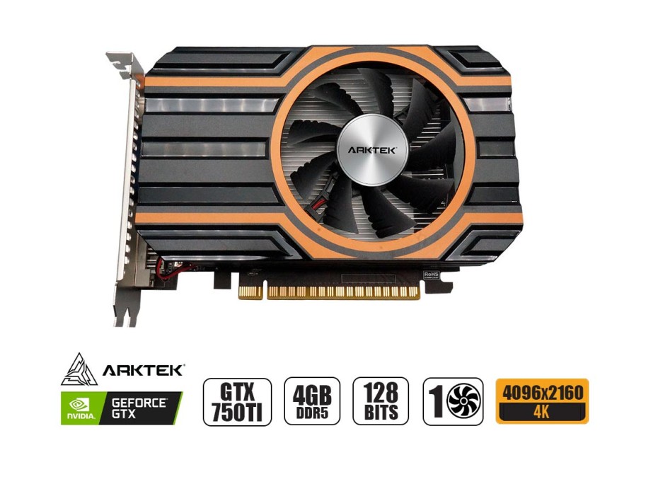 TARJETA DE VIDEO ARKTEK GTX 750 TI 4GB DDR5 NVIDIA CYCLOPS 128 BITS (AKN750TID5S4GH1)