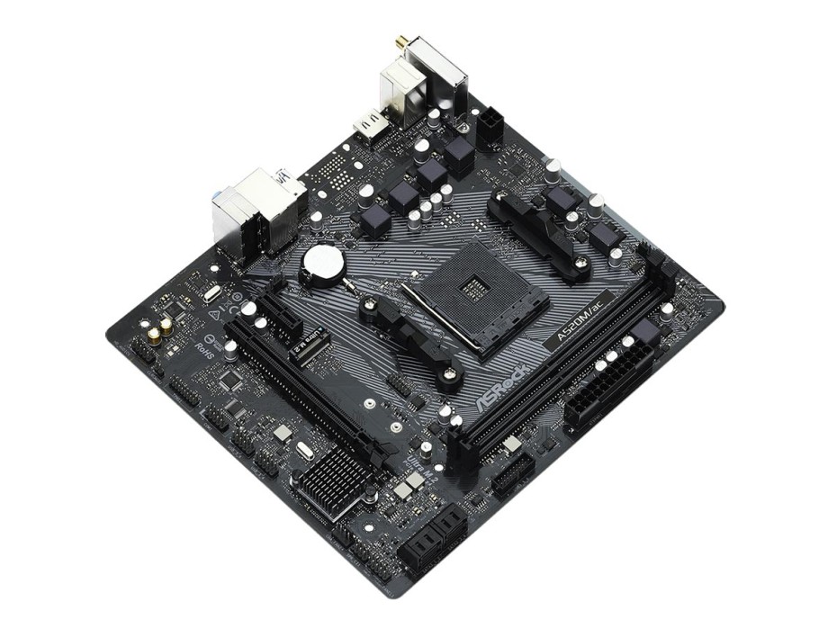 PLACA MADRE ASROCK A520M AC, PARA PROCESADORES AMD RYZEN AM4, 2 RANURAS DE MEMORIA DDR4 HASTA64GB BUSS 3200 ECC, G-3000 G-5000 (90-MXBE70-A0UAYZ)