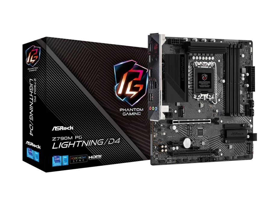 PLACA MADRE ASROCK Z790M PG LIGHTNING D4, PARA PROCESADORES INTEL LGA 1700, 4 RANURAS DE MEMORIA DDR4 HASTA 128GB BUSS 3200 MHZ (90-MXBJW0-A0UAYZ)
