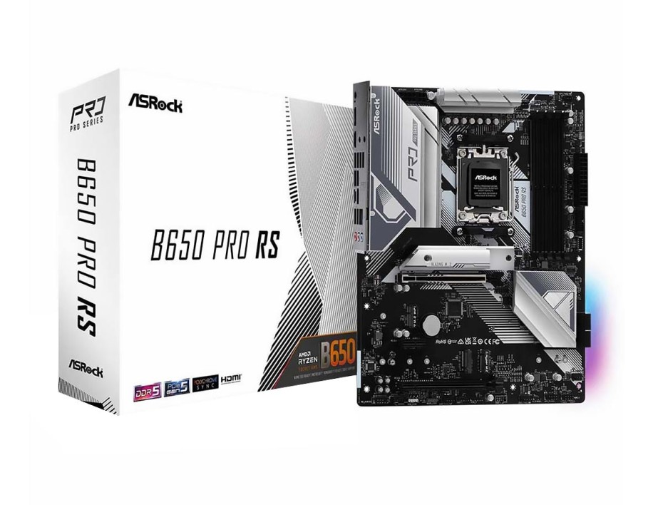 PLACA MADRE ASROCK B650 PRO RS, PARA PROCESADORES AMD RYZEN AM5, 4 RANURAS DE MEMORIA DDR5  HASTA 128GB BUSS 6400+ (OC),SERIE 7000(90-MXBL10-A0UAYZ)