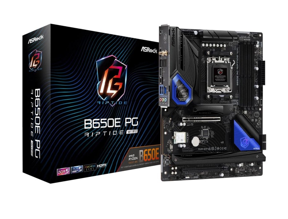 PLACA MADRE ASROCK B650E PG RIPTIDE WIFI, PARA PROCESADORES AMD RYZEN AM5, 4 RANURAS DE MEMORIA DDR5 HASTA 128GB BUSS 6600 (90-MXBL00-A0UAYZ)
