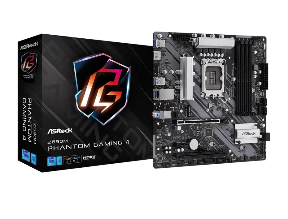 PLACA MADRE ASROCK Z690M PHANTOM GAMING 4, PARA PROCESADOR INTEL LGA 1700, 4 RANURAS DE MEMORIA DDR4 HASTA 128GB BUSS 3200 MHZ (90-MXBHJ0-A0UAYZ)