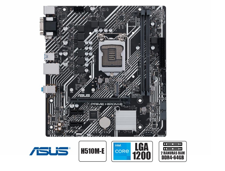 PLACA MADRE INTEL LGA 1200 ASUS PRIME H510M-E | DDR4 | BUSS 2933 MHZ | (90MB17E0-MVAAY0)