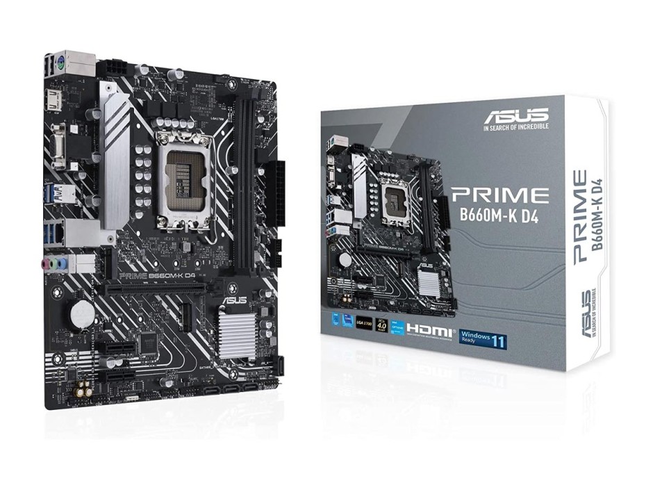 PLACA MADRE ASUS PRIME B660M-K D4  | MAX 64GB RAM | SUPPORT WIN10 / WIN11 | LGA 1700 | LED-RGB (90MB1950-M0EAY0)