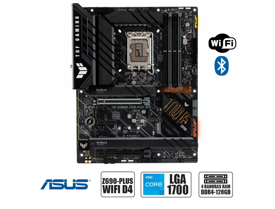 PLACA MADRE ASUS TUF GAMING Z690-PLUS WIFI D4 LGA 1700 | LED-RGB (90MB18V0-MVAAY0)