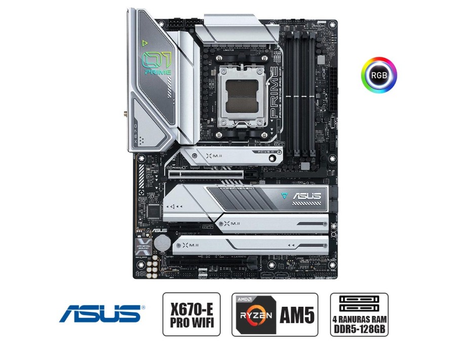 PLACA MADRE ASUS PRIME X670E-PRO WIFI AM5 | LED- RGB |  DDR5 ( 90MB1BL0-M0AAY0)