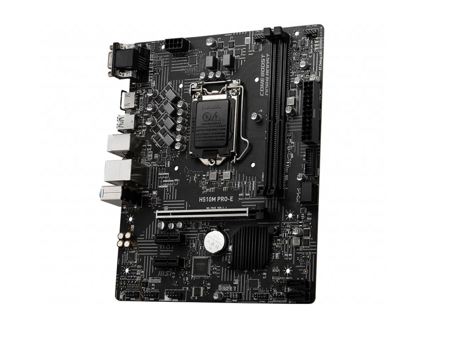 PLACA MADRE MSI H510M PRO-E, PARA PROCESADORES INTEL LGA 1200, 2 RANURAS DE MEMORIA DDR4 HASTA 64GB BUSS 3200 MHZ, 11VA GENE. (911-7D23-004)