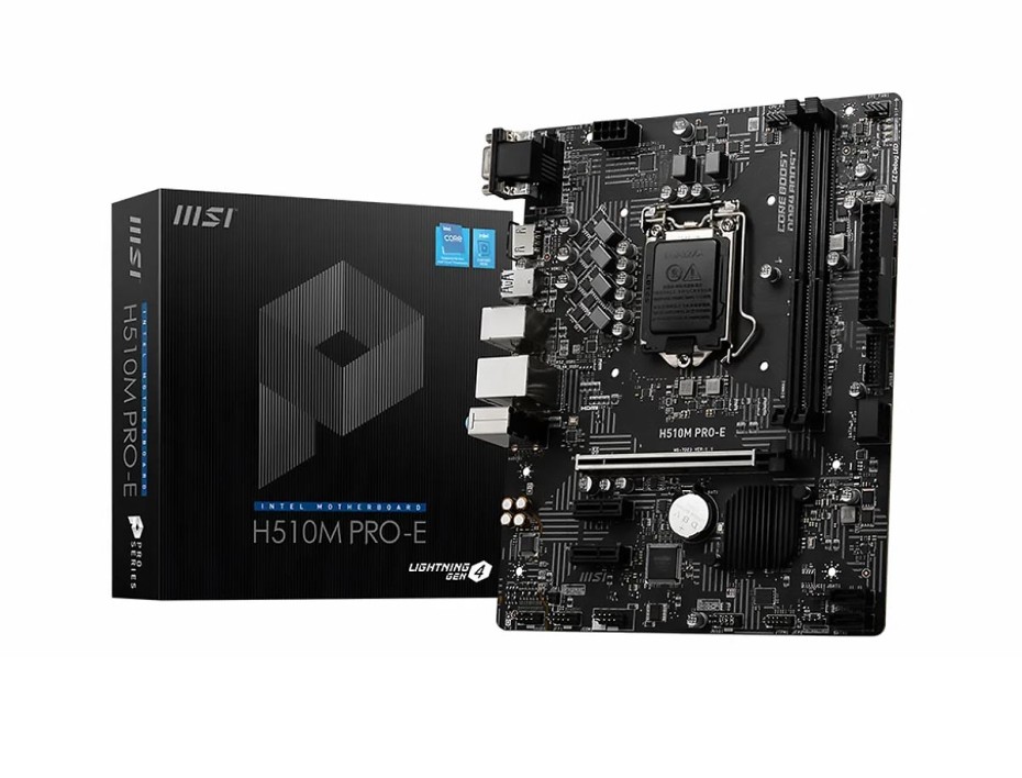PLACA MADRE MSI H510M PRO-E, PARA PROCESADORES INTEL LGA 1200, 2 RANURAS DE MEMORIA DDR4 HASTA 64GB BUSS 3200 MHZ, 11VA GENE. (911-7D23-004)