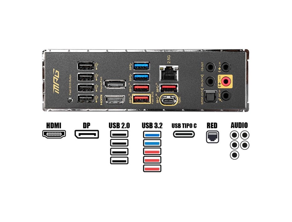 Placa Madre Msi Z590 Mpg Gaming Force (911-7d06-023) Socket Lga 1200, Ram Ddr4 Buss 5333oc Mhz, 11va, 10ma Gen, Rgb