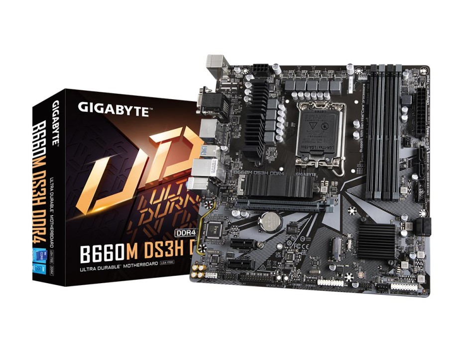PLACA MADRE GIGABYTE B660M DS3H, PARA PROCESADORES INTEL LGA 1700, 4 RANURAS DE MEMORIA DDR4 HASTA 1428GB BUSS 3200 MHZ, 13VA GEN. (B660M DS3H DDR4 G1