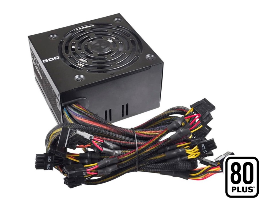 FUENTE DE PODER EVGA 500W ATX, 80 PLUS, WHITE, NO MODULAR, COLOR NEGRO (100-W1-0500-KR)