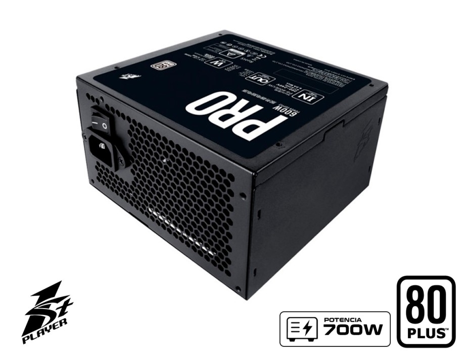 FUENTE DE PODER 1STPLAYER 700W ATX, 80 PLUS, PRO WHITE, NO MODULAR, COLOR NEGRO (PS-700EUW)