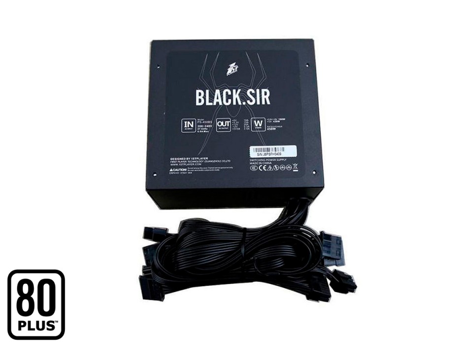 FUENTE DE PODER 1STPLAYER 500W ATX, 80 PLUS, BLACK SIR ATX WHITE, NO MODULAR, COLOR NEGRO (PS-500EUW)