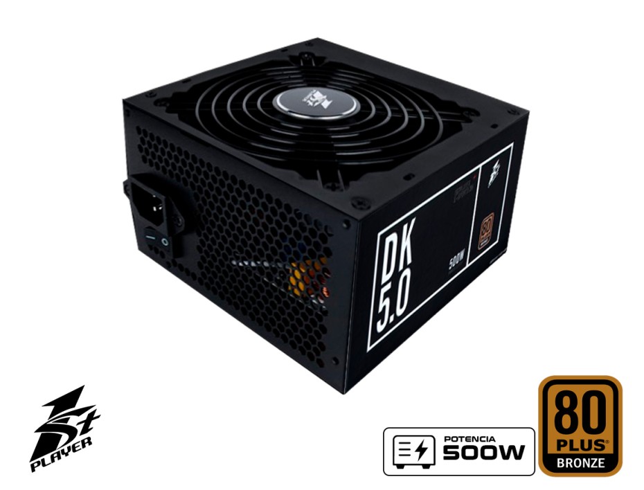 FUENTE DE PODER 1STPLAYER 500W ATX, BRONZE 80 PLUS, COLOR NEGRO (PS-500AX)