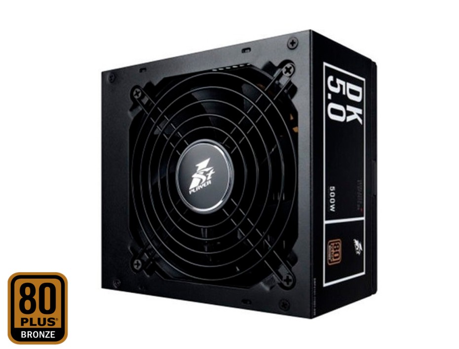 FUENTE DE PODER 1STPLAYER 500W ATX, BRONZE 80 PLUS, COLOR NEGRO (PS-500AX)