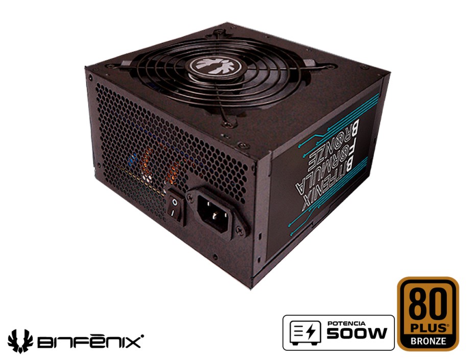 FUENTE DE PODER BITFENIX 600W ATX, BRONZE 80 PLUS, NO MODULAR, COLOR NEGRO (BP-FB600ULCB-7R)