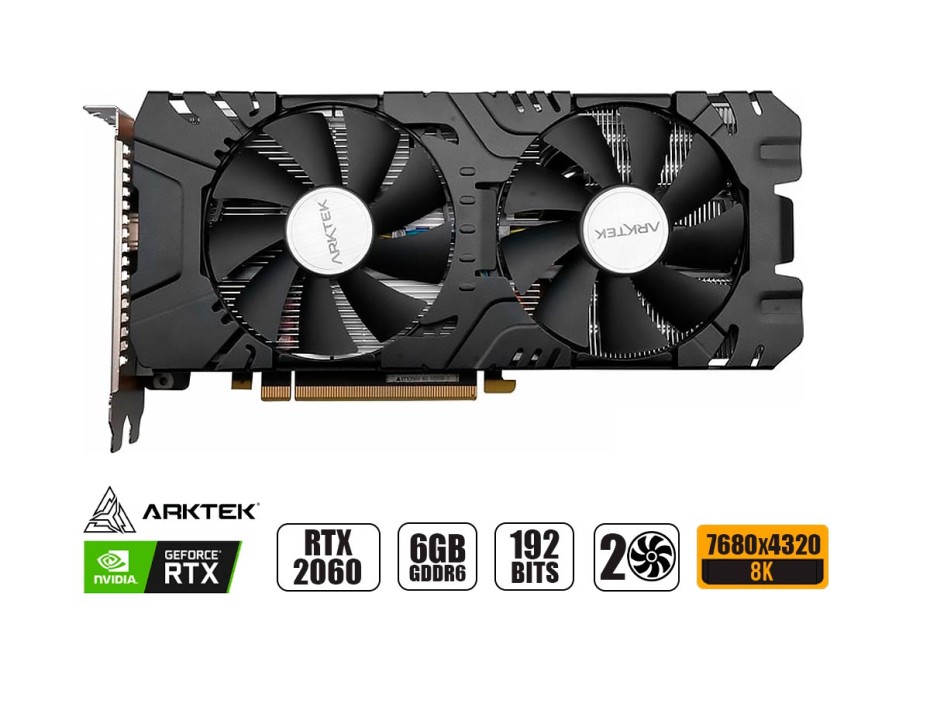 TARJETA DE VIDEO ARKTEK RTX 2060 6GB GDDR6 NVIDIA HYPERION 192 BITS (AKN2060D6S6GH1)