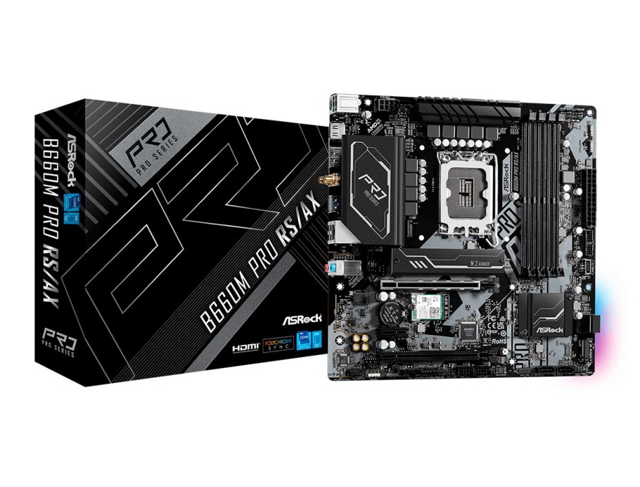 PLACA MADRE ASROCK B660M PRO RS/AX, PARA PROCESADORES INTEL LGA 1700, 4 RANURAS DE MEMORIA DDR4 HASTA 128GB BUSS 3200 MHZ, 12VA 13 GE(B660M PRO RS/AX)