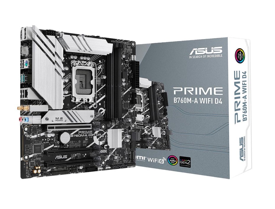PLACA MADRE ASUS PRIME B760M D4, PARA PROCESADORES INTEL LGA 1700, MEMORIA DDR4 DE 4GB HASTA 128GB BUSS 5333 MHZ (90MB1D00-M0AYY0)