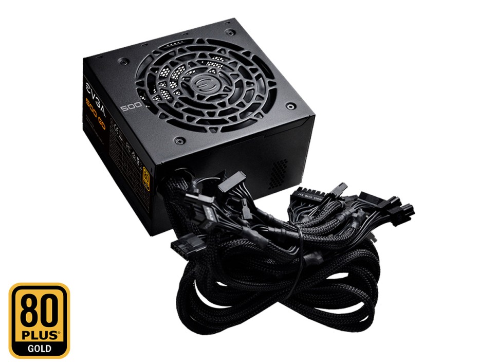 FUENTE DE PODER EVGA 500W ATX, GOLD 80 PLUS, NO MODULAR, COLOR NEGRO (100-GD-0500-V1)