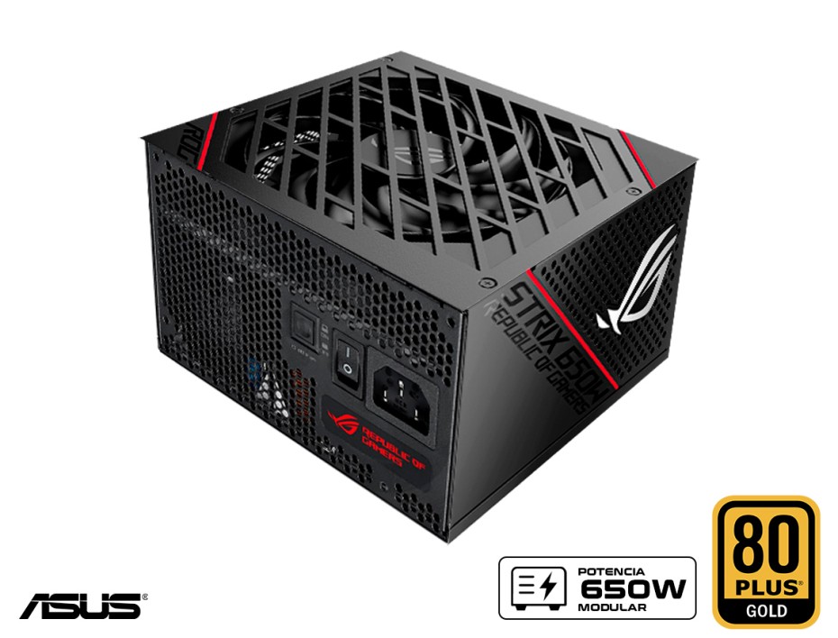 FUENTE DE PODER ASUS 650W ATX, GOLD 80 PLUS, ROG STRIX 650G MODULAR, COLOR NEGRO (90YE00A1-B0AA00)