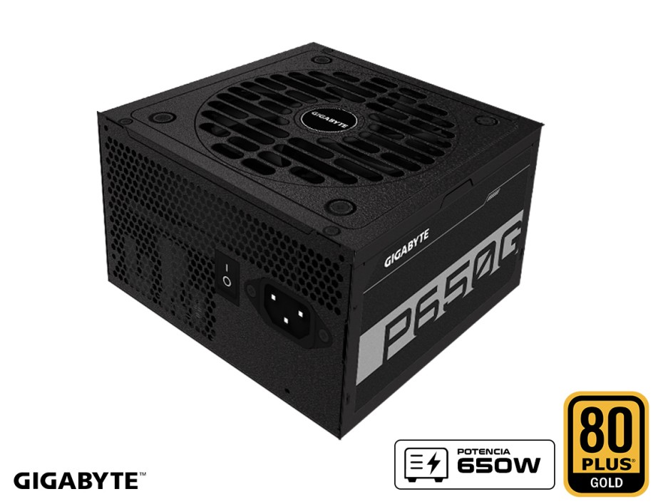 FUENTE DE PODER GIGABYTE 650W, P650G, ATX, GOLD 80 PLUS, NO MODULAR, COLOR NEGRO (GP-P650G-US GUS)