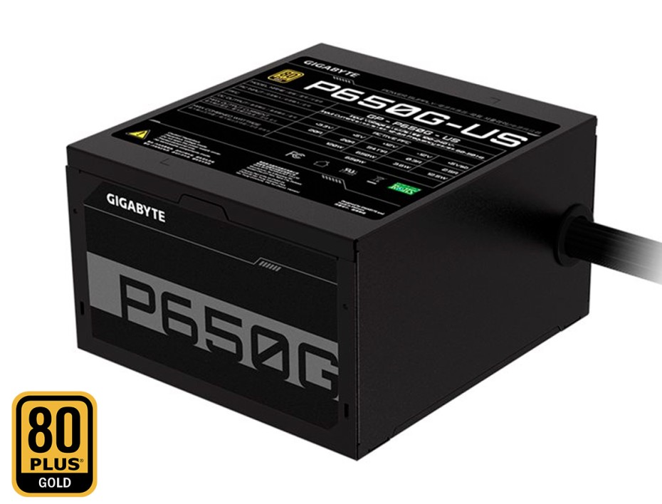 FUENTE DE PODER GIGABYTE 650W, P650G, ATX, GOLD 80 PLUS, NO MODULAR, COLOR NEGRO (GP-P650G-US GUS)