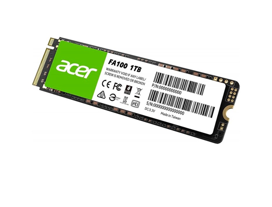 DISCO SOLIDO SSD M.2 PCIE ACER 1TB FA100 2280, GEN3X4, NVME, UNIDAD INTERNA DE ESTADO SOLIDO, PARA PC, LAPTOP, LECTURA 3300MB/S (BL.9BWWA.120)