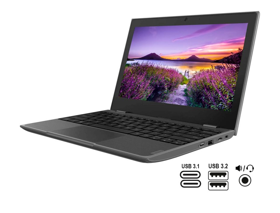 LAPTOP  LENOVO CELERON N4020 100E, PANTALLA 11.6 PULGADAS HD TN, RAM 4GB, EMMC 32GB, CHROME OS (81MA002NPD)